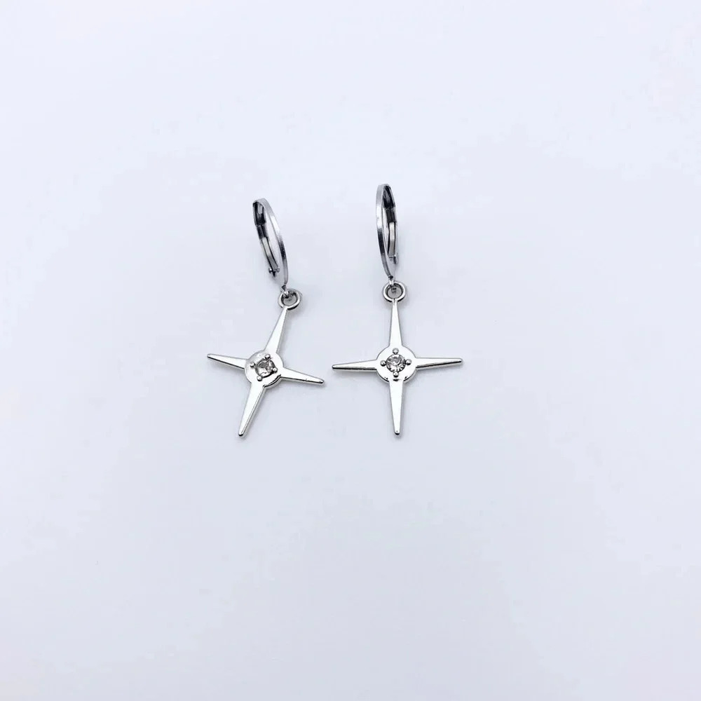 star Hoops Earrings - Picture 2 of 2